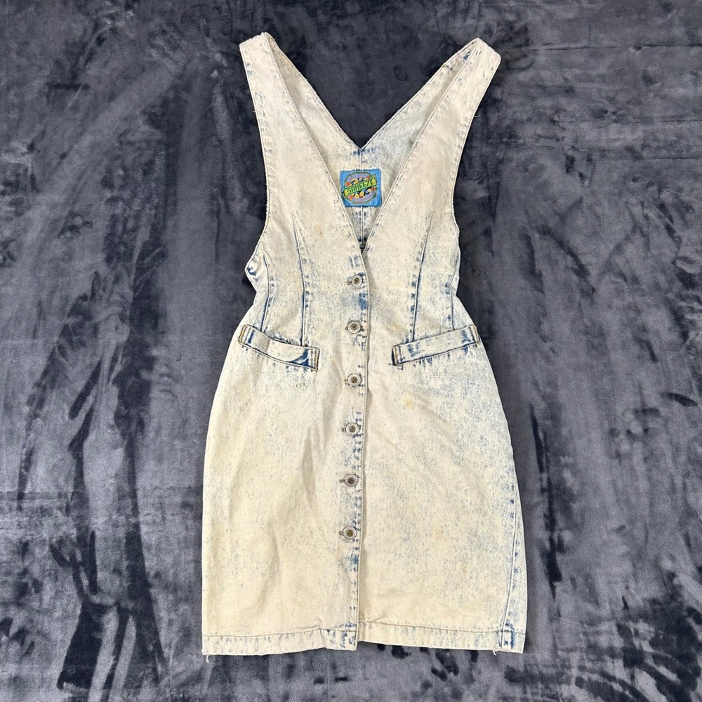 Squeeze Acid Wash Light Blue Denim Mini Dress